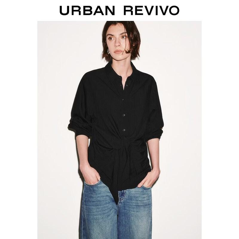 UR2026 Women s Elegant Tie-Front Lapel Blouse S