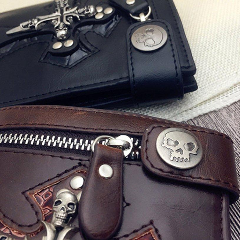 Nou Portofel personalizat pentru bărbați Skull Cross Antifurt Lanț Schimb Geantă Nitu