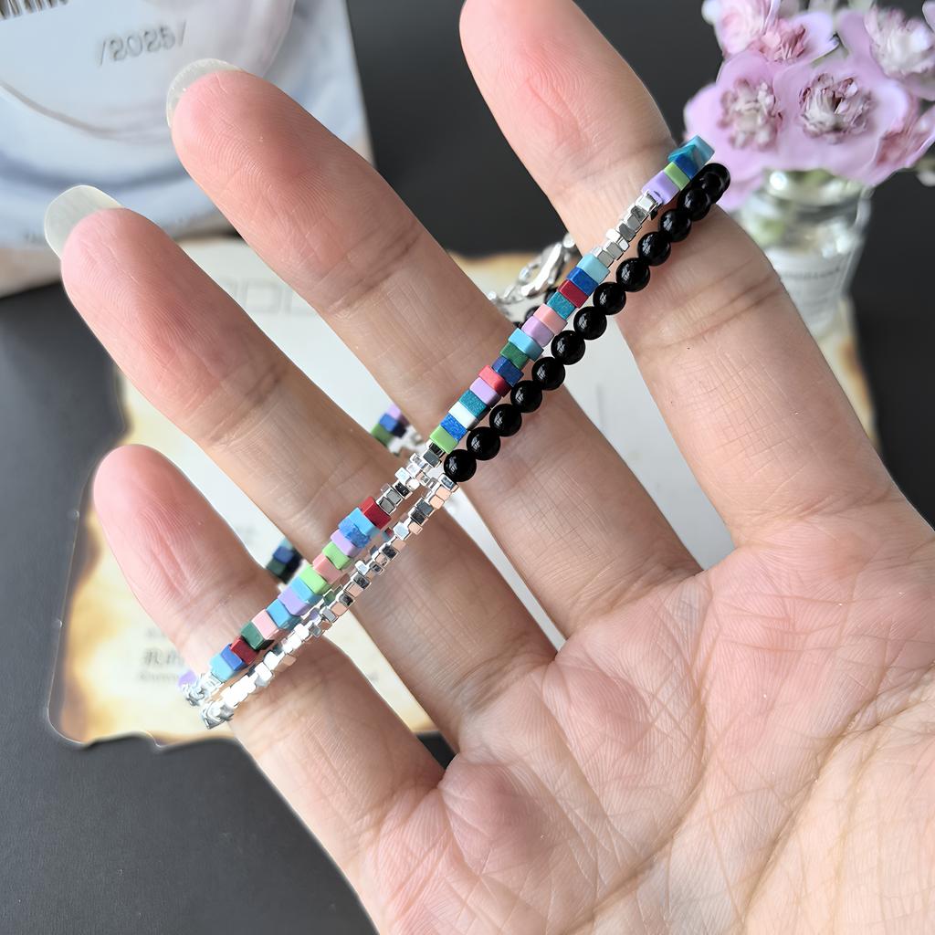 Pulseira de Pedras Naturais Artesanal Multicor Cristal Curativo Cordão Elástico Ajustável Acessórios de Moda Infundidos com Energia