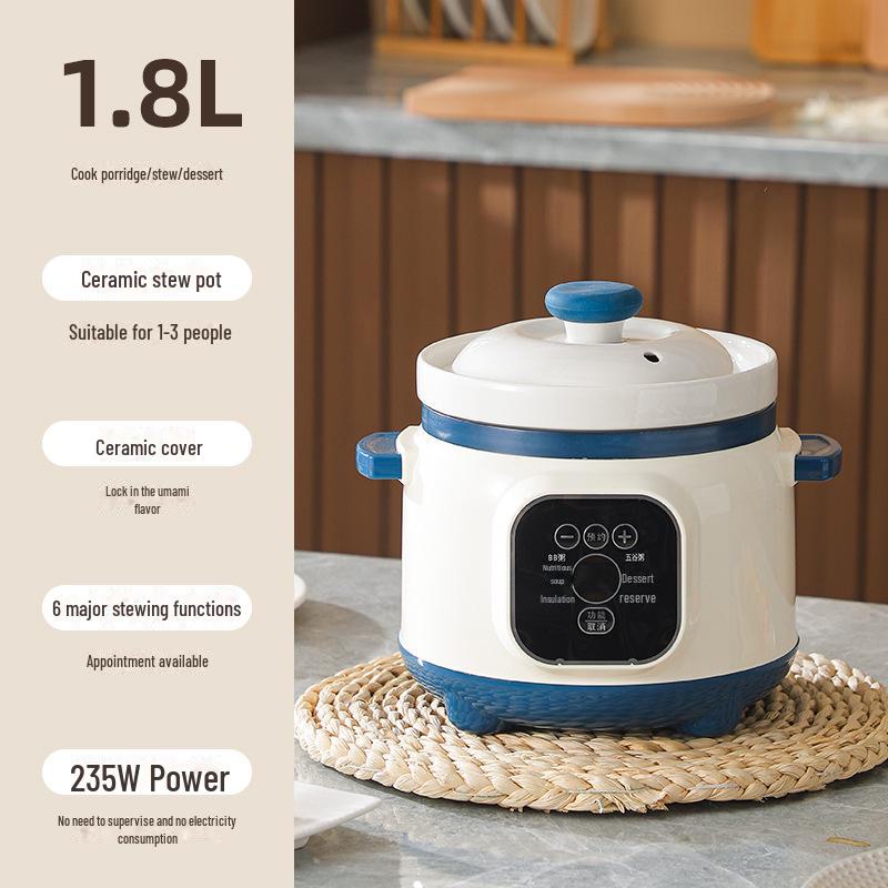 Multifunktionaler elektrischer Kochtopf für Brei & Suppe - Mini Keramik mit Timer & Terminfunktion