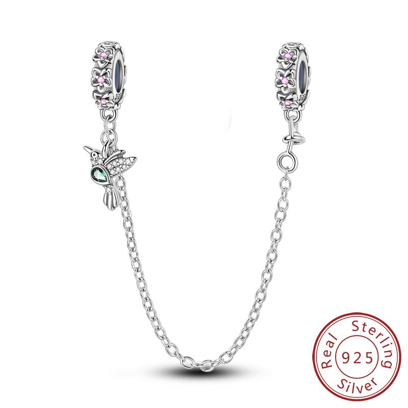 Safety Chain Charms Fit Original Copper Charms Beads Moon Star Butterfly Heart Safety Chain For Women Jewelry Gift