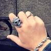 Retro Skull for Head Ring Exaggerated Mens Finger Rings Fashion Personality Joint Ring Hip Hop Ring Adjustable Open Size