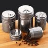 2PCS Stainless Steel Seasoning Shaker with Rotating Lid Buckle, Flour Spice Shaker, Dredge Shaker Metal Salt and Pepper Shakers