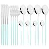 16Pcs Dinnerware Knife Fork Coffee Spoon Cutlery Set  Flatware Stainless Mint Green Gold Steel Silverware Tableware Set
