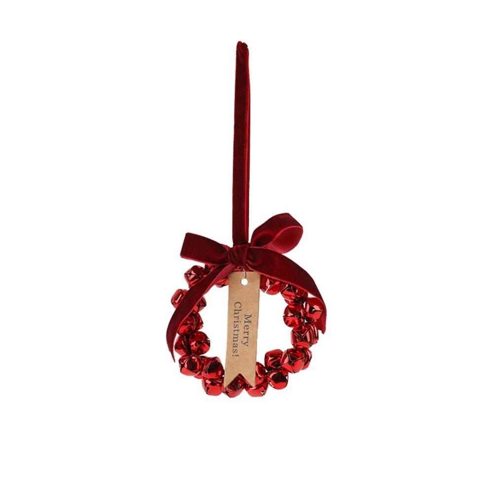 Handmade Bow Bells Wreath Pendant Iron Christmas Chime Bells  New Year Gifts