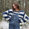 Beiläufige Gestrickte Gestreifte Pullover Frauen Lose Off Schulter Slash Neck Langarm Weibliche Pullover 2024 Herbst Dame Straße Jumper