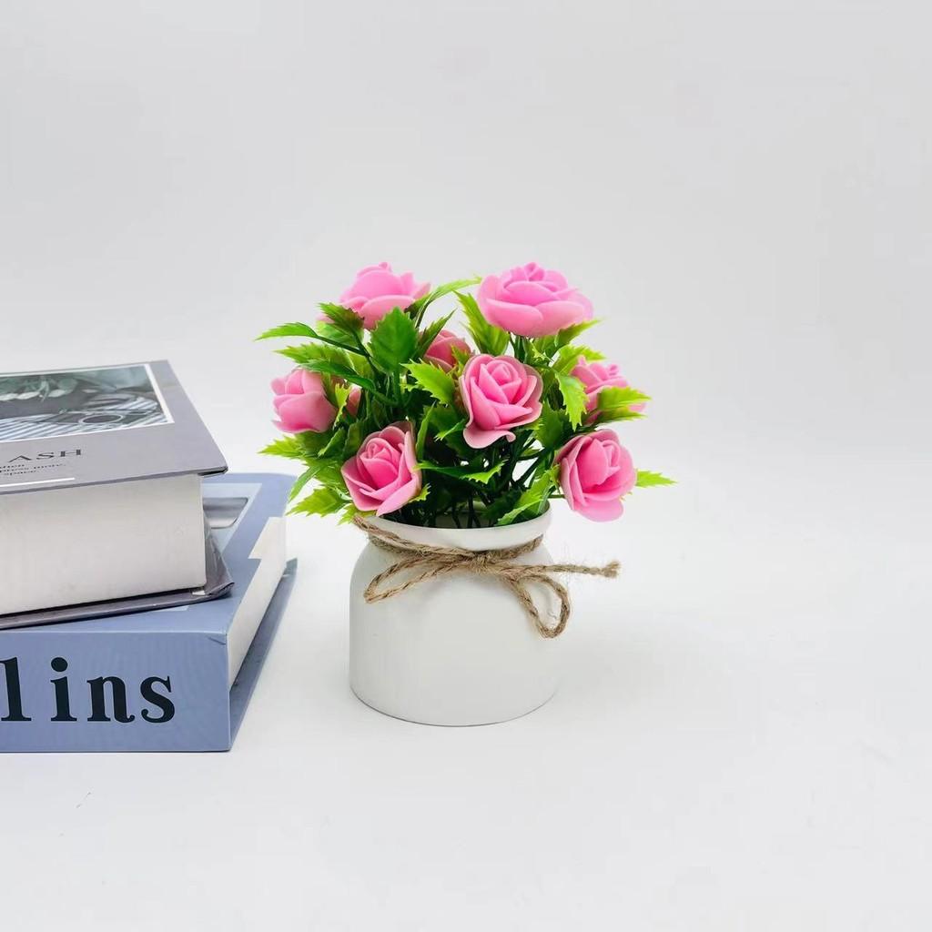 Foam Rose Artificial Potted Plant With Butterfly Accent For Indoor Decoration And Photography Use