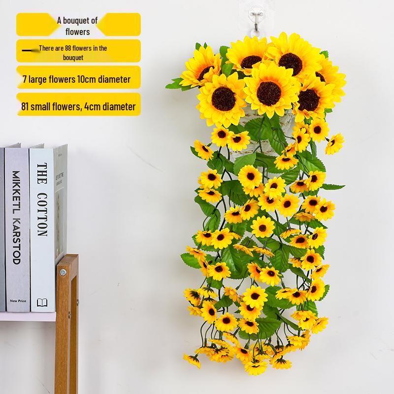 Sunflower Wall Hanging Basket - Artificial Vine for Indoor Decor