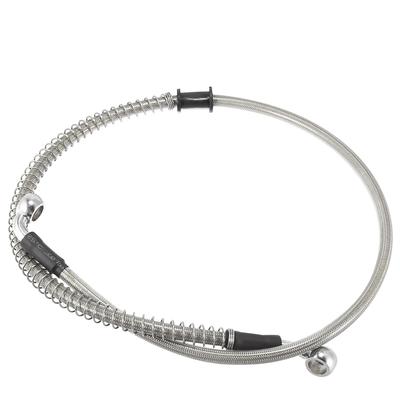 Motoforti Motorcycle Brake/Clutch Hose, Oil Hose, Hydraulic Strengthened, Stainless Steel, 28°+90°, Silver, 80cm