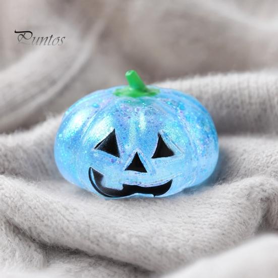 Sensorischer Stressball Halloween Kürbis Entlastungsspielzeug, Gruseliger Kopf Knet-Angst-Klar Glitzer Zuckerball, Partygeschenke Spielzeug