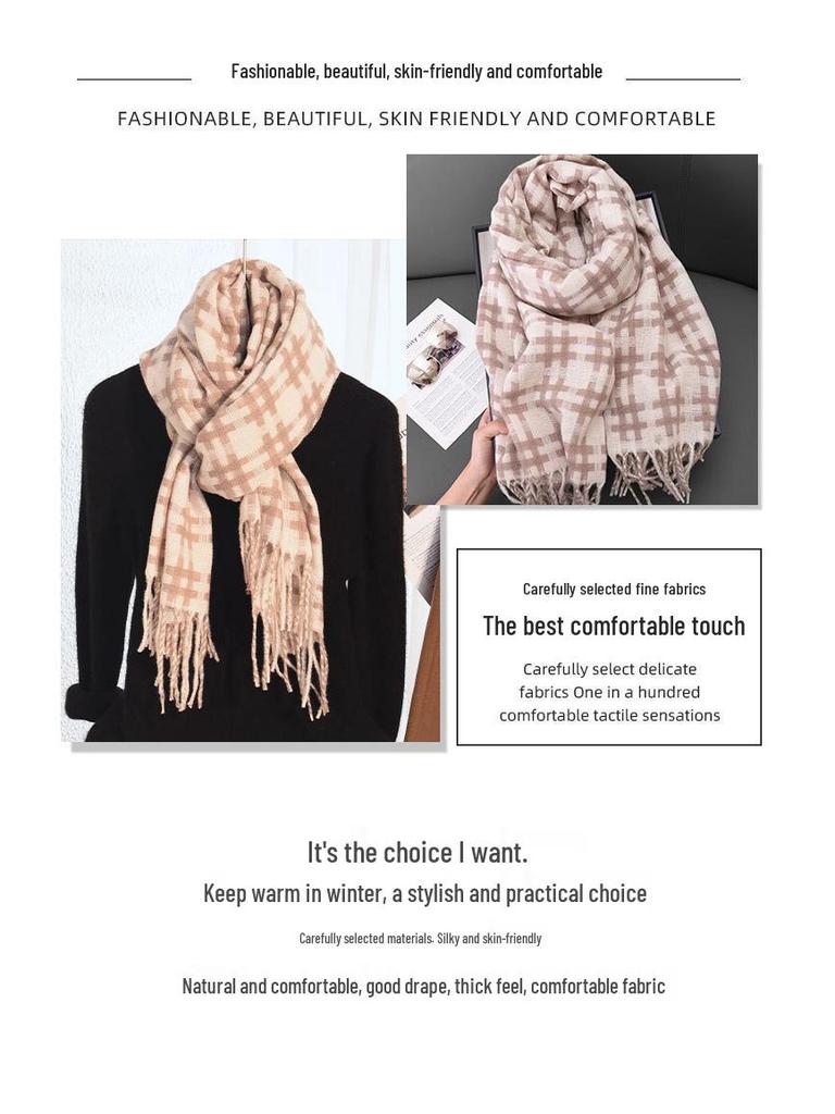 Korean Style Plaid Scarf: Women's Warm, Windproof Neck Warmer for Autumn & Winter 2025