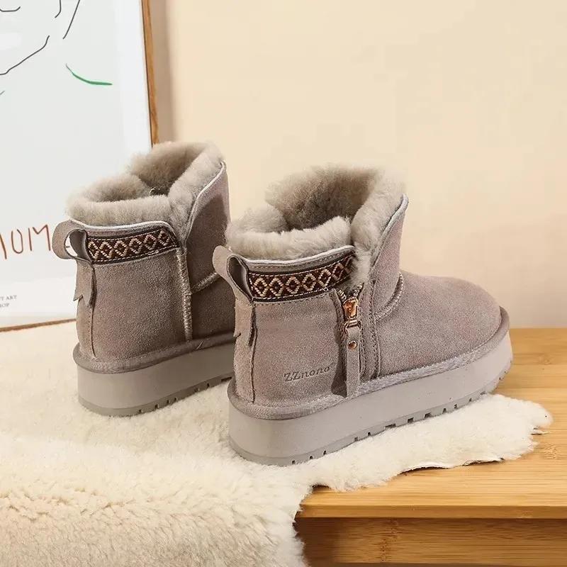Fashion New Winter Plus Velvet Padded Warm Thick Soled Women'S Snow Boots Zipper Short Boots Wearing Cotton Shoes.