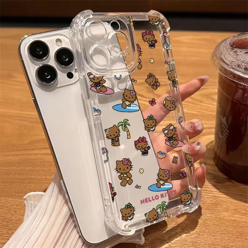 Transparent Hello Kitty Phone Case For Samsung Galaxy S26 Ultra 5G S25 FE Edge S24 S23 S22 Ultra Plus A57 5G Shockproof Cover