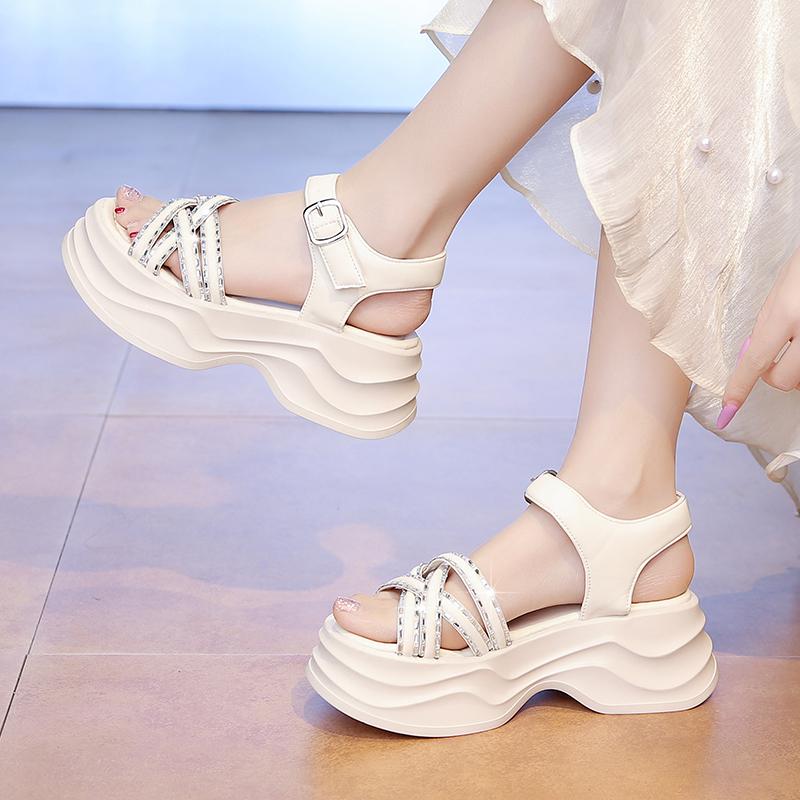Fashion 2025 Best-selling Platform Women Sandals Summer Shoes Comfortable Low Heel Party Shoes Designer Large Size Footwear
