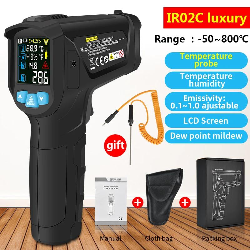 Digital Thermometer Infrared Thermometers -50~800℃ Non-contact Pyrometer Kitchen Laser Temperature Meter Hygrometer