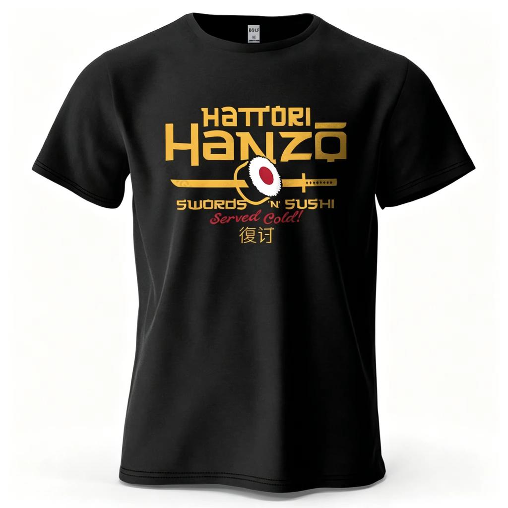 Hattori Hanzo TShirt Swords and Sushi Movie Graphic Casual Japanese Retro Unisex and Unisex Short Sleeve Cotton Streetwear T Shirt
