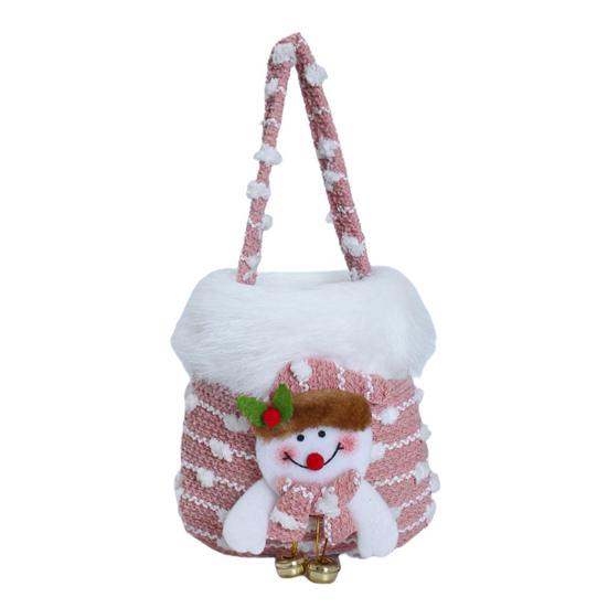 Plush Christmas Small Gift Bag 3D Snowman Santa Doll Fruit Candy Bag Christmas Eve New Year Tote Bag for Xmas Party Supplies