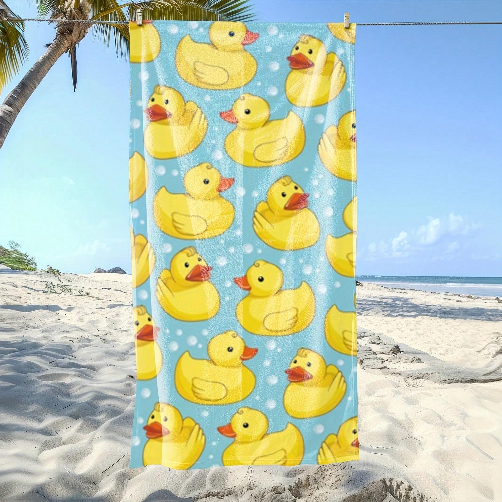 

1PC Rubber Duck Beach Towel Polyester - Lightweight Quick Dry Soft Swimming Travel Towel, Cute Duck Pattern, Unisex for Camping W30*H60(CM)