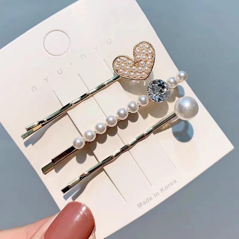 Korean Style Rhinestone Hair Barrette Women's Alloy Side Clip Boutique Accessory