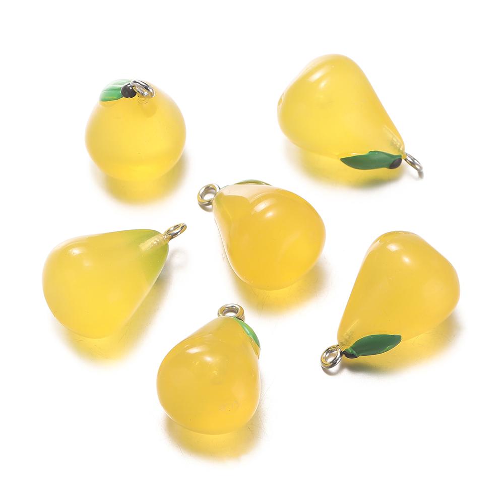 

10Pcs 15x24mm Jelly Colored 3D Pear Resin Charms Pendants for Earrings Necklace Keychain Charms DIY Jewelry Making Accessories жёлтый