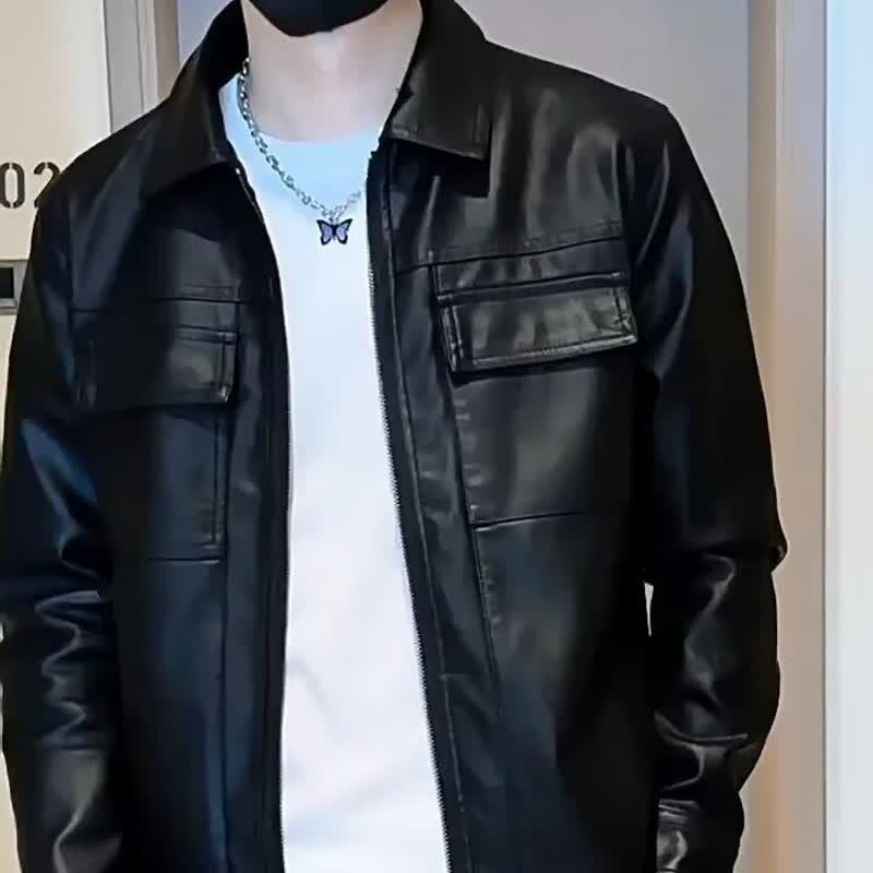 Spring and Autumn Jacket Men's trendy retro washed old black denim jacket trendy handsome short slim fit