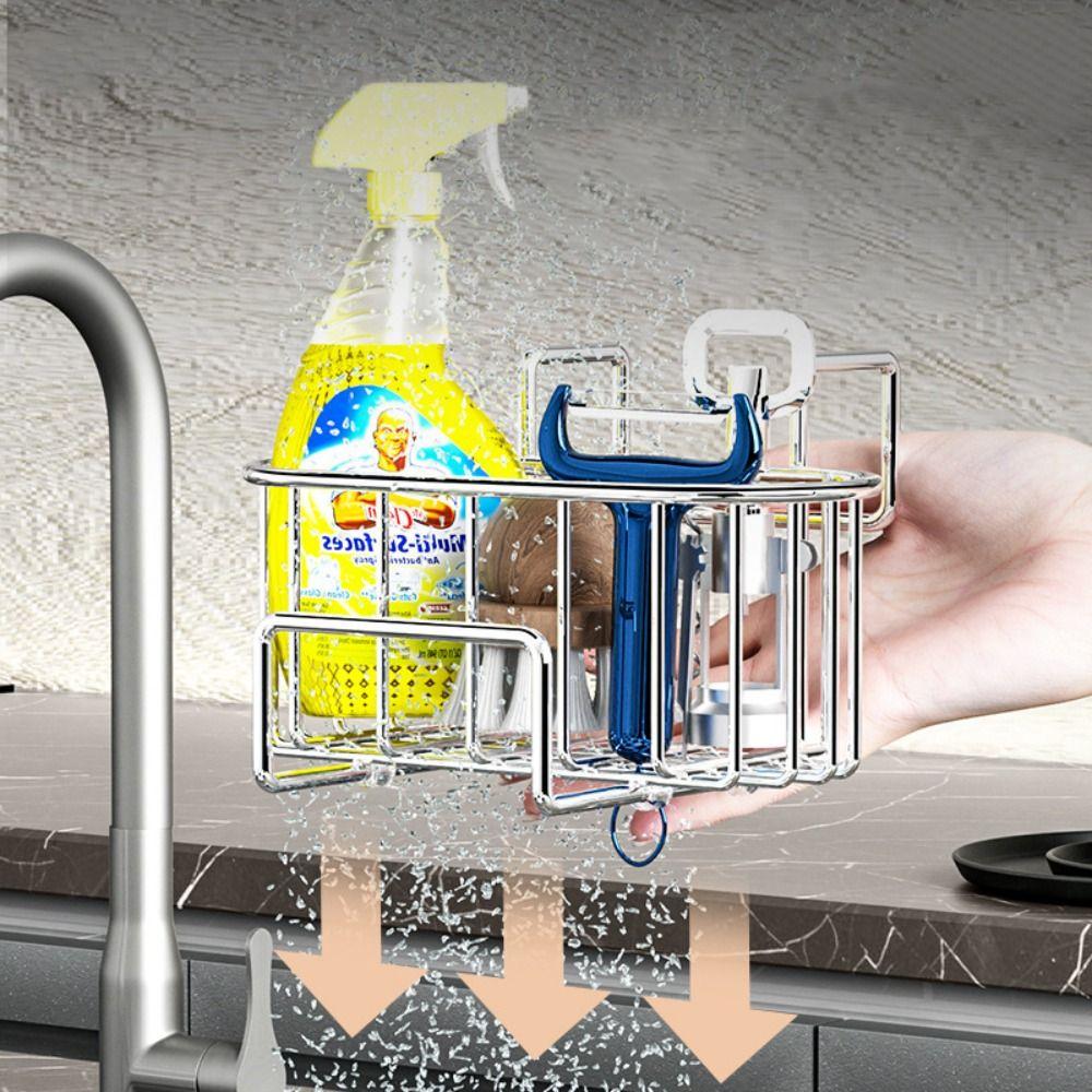 Hanging Stainless Steel Sink Drain Basket Silver/Black/Grey Soap Holder Rack Kitchen