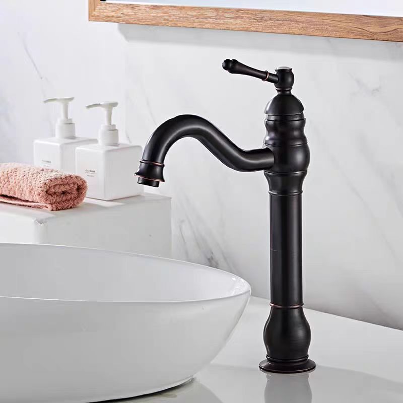 Antique Basin Faucet Brass Single Handle 360 Rotation Deck Mounted Bathroom Basin Faucet Hot Cold Mixer Tap Vessel Sink Crane