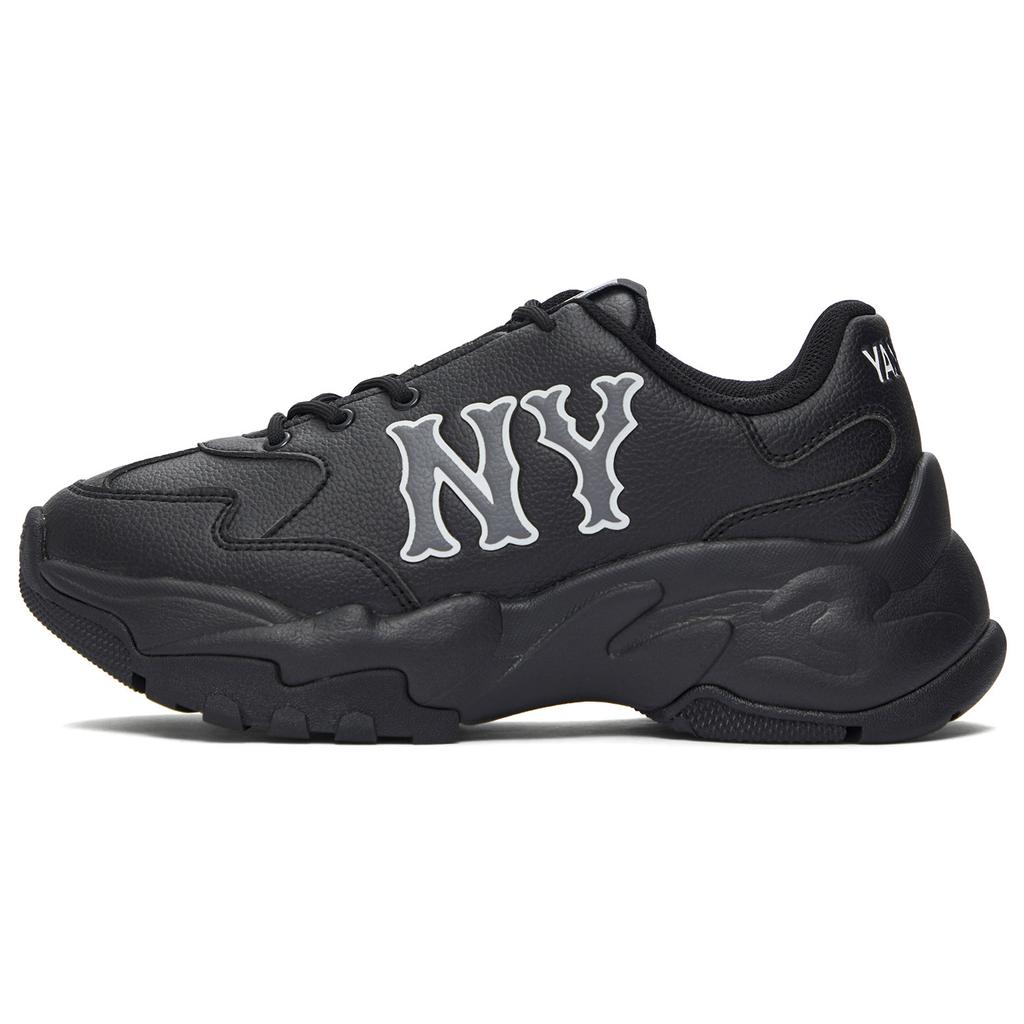 New MLB New York Yankees Anti Slip Wear Resistant Low Top Chunky Sneakers Unisex Black 3ASHC015N-50BKS