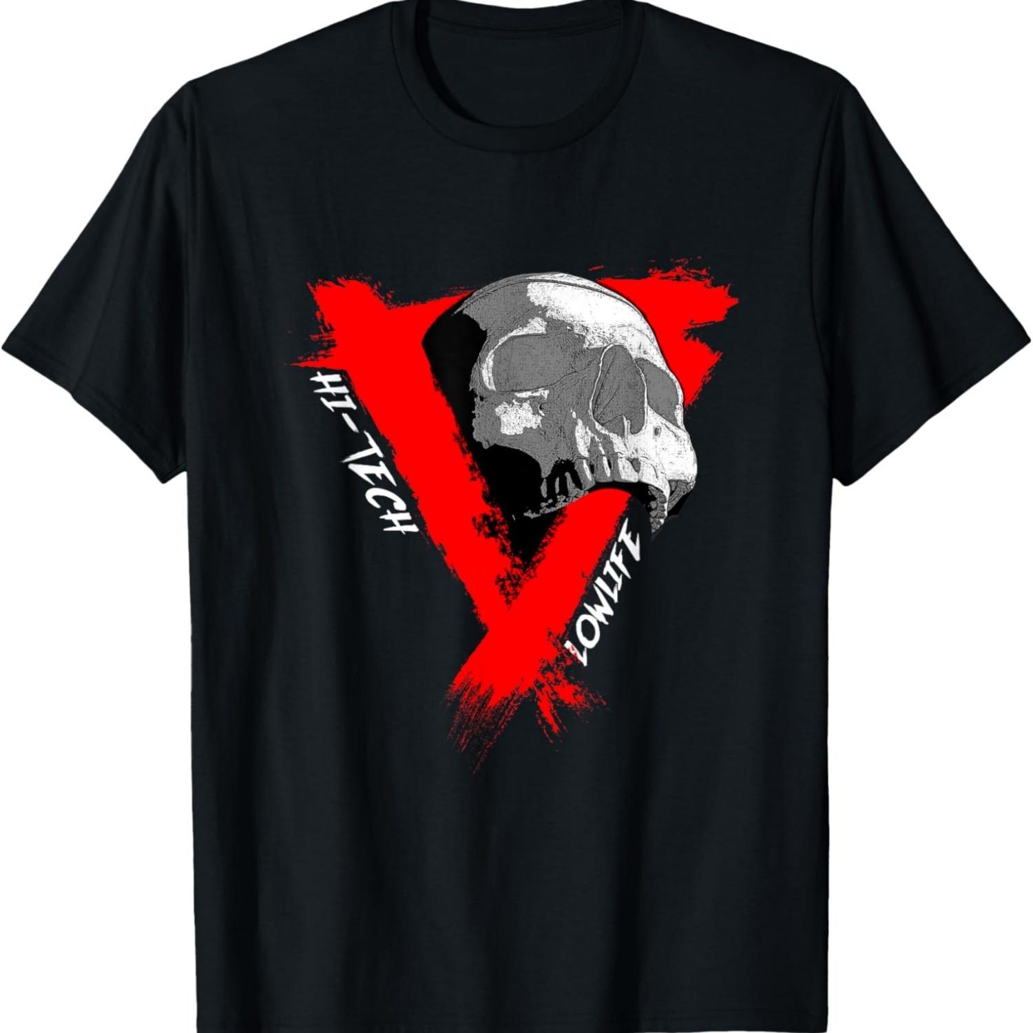 Third Culture_ Cyberpunk Hi-Tech Low Life Triangle Skull T-Shirt S