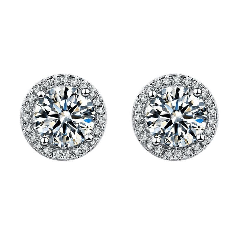 Silver-Plated Princess Round Bag Stud Earrings - High-End European and American Style Fashion Accessories for Women