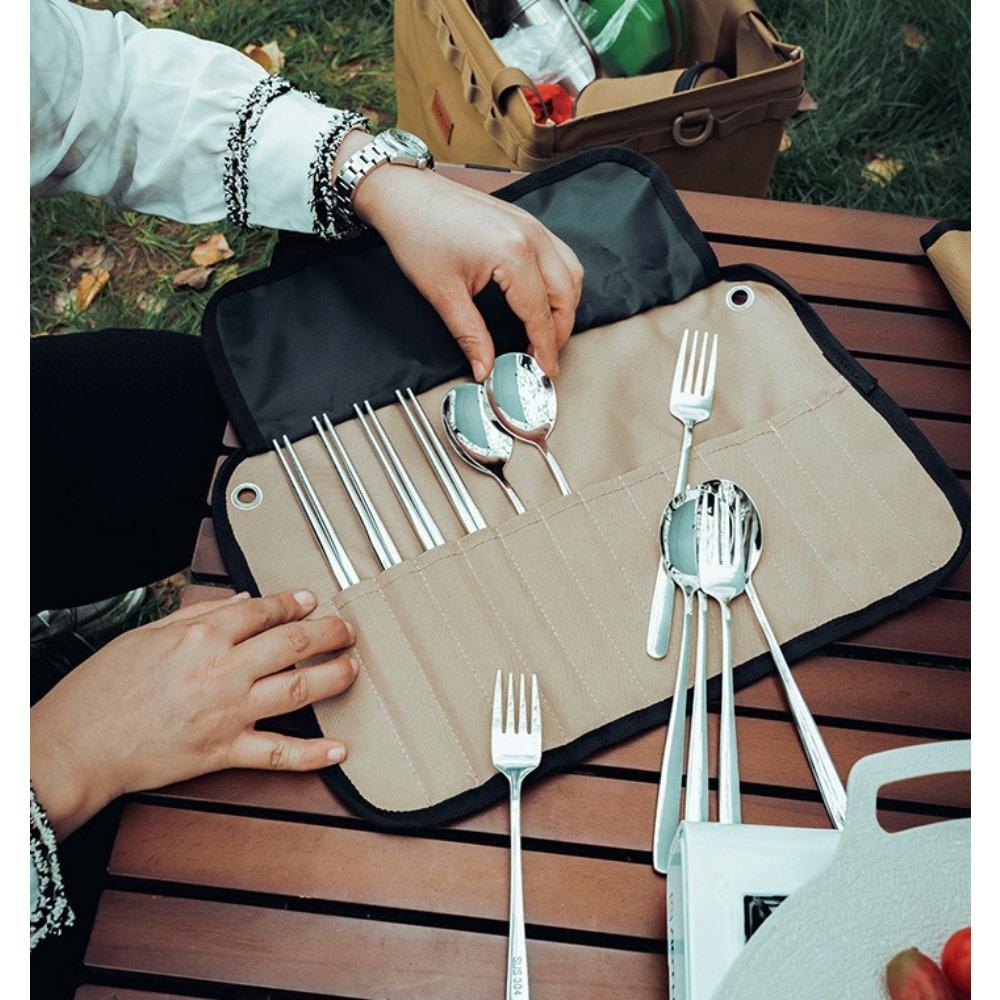 1PC Outdoor Camping Tableware Set Storage Bag Chopsticks Spoons Forks Knives Picnic Cookware Storage