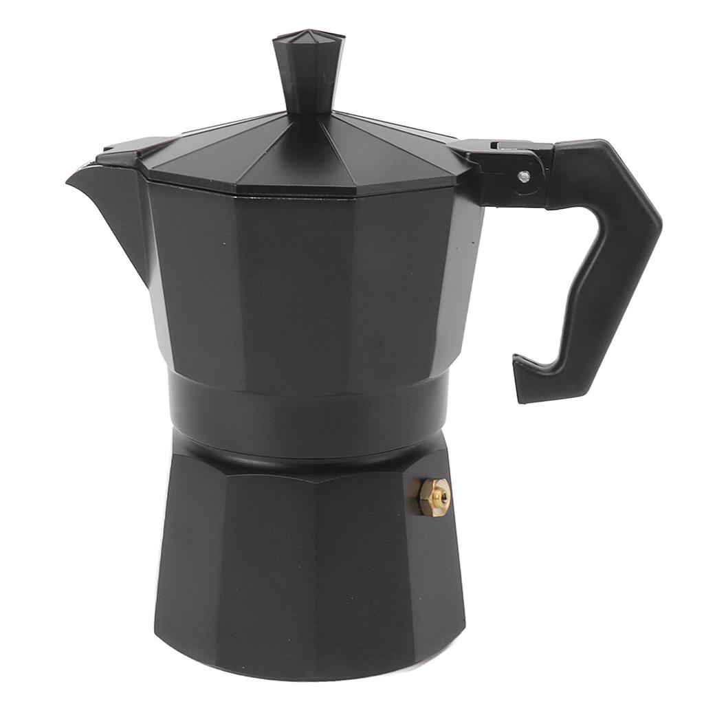 Stovetop Moka Pot Italian Hand Brewed Coffee Maker Aluminum Alloy Kitchen DIY Accessories Black 150ml