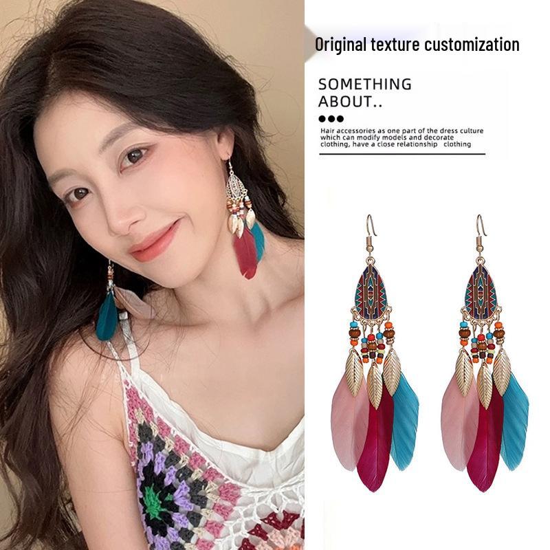 Bohemian Long Tassel Earrings for Women - 2025 High-End Ethnic Vacation Style Studs