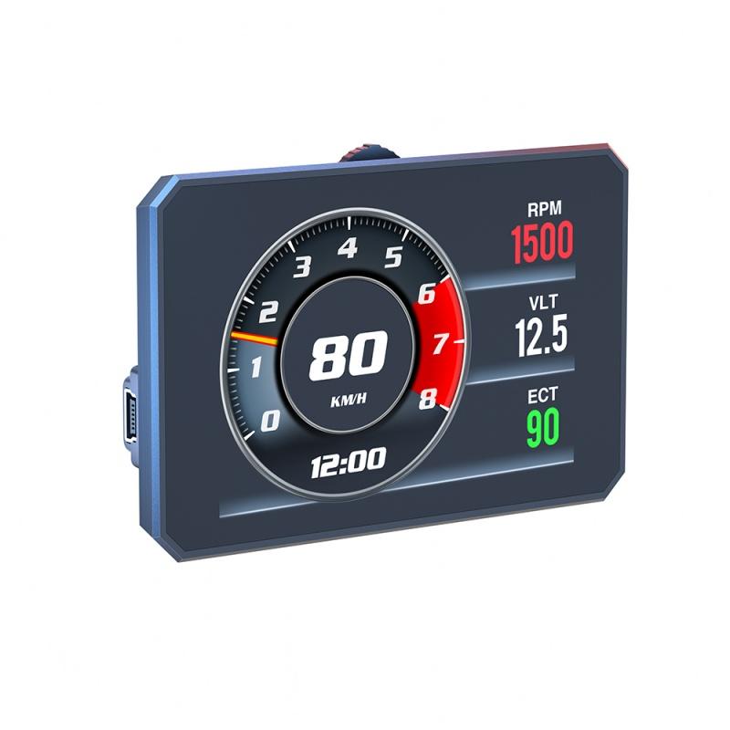 P16 Car Hud Obd2 Lcd Meter Head Up Display Speedometer Kmh,Mph Tachometer Water Temp Fuel Consumption Turbo Pressure