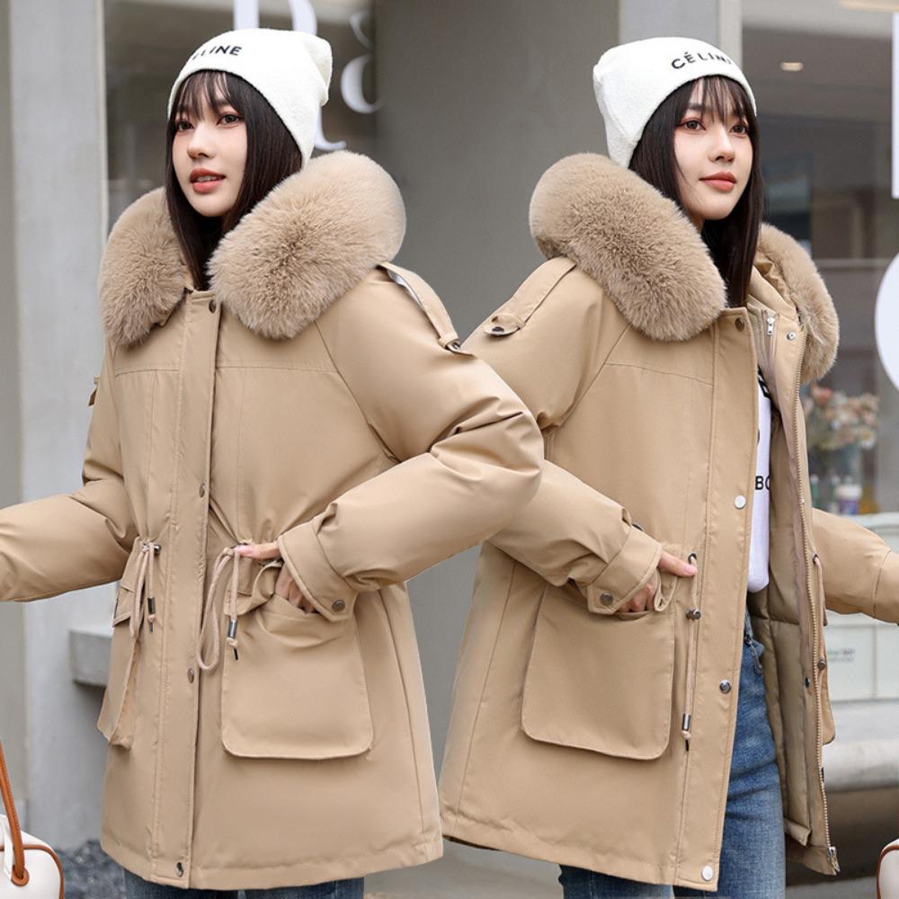 New Korean Version Loose Thickened Removable Liner Padded Jacket Winter Big Fur Collar Padded Jacket Women