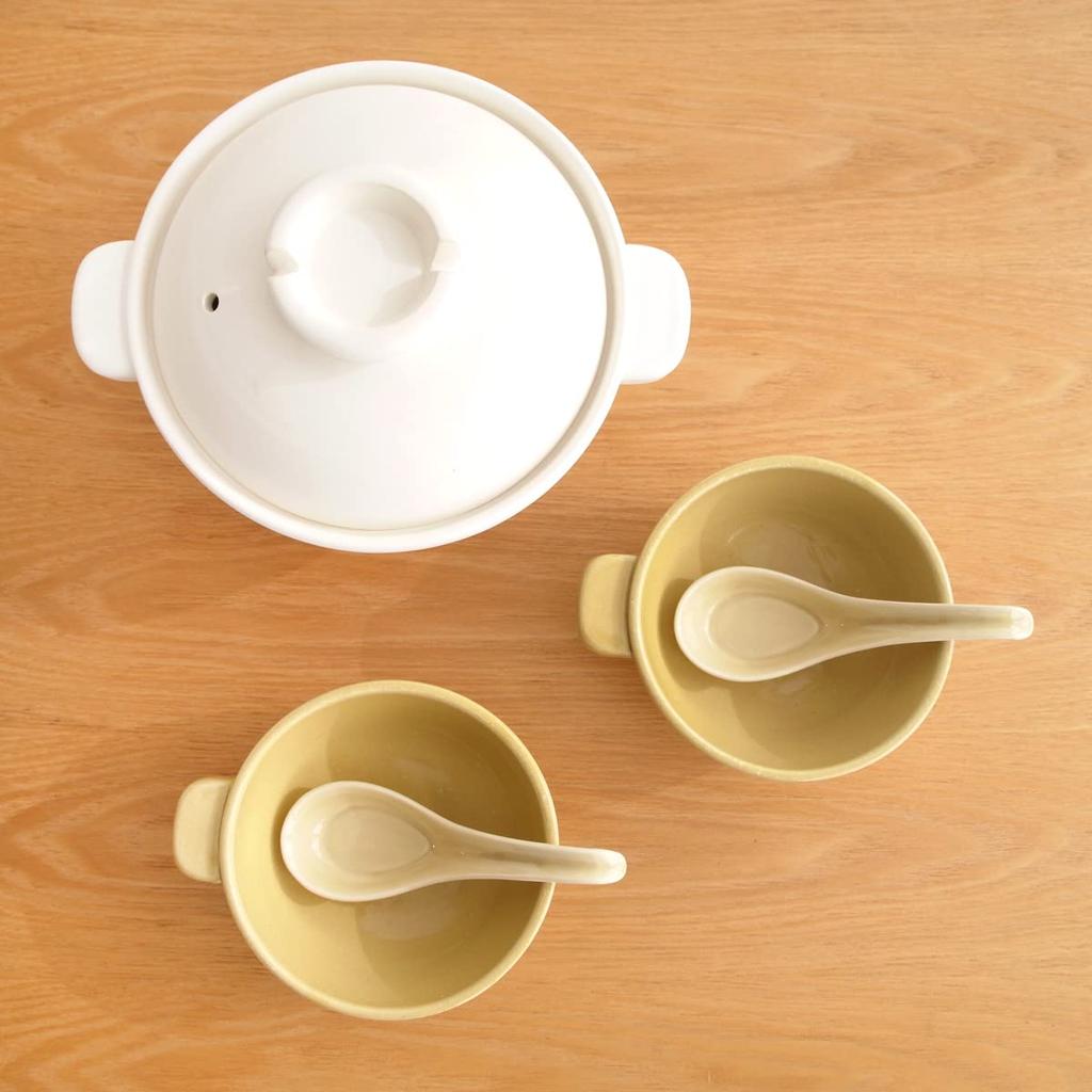 Kamoshika Douguten Tonburi- und Reisschalen-Set für 2 Personen, 2 Beilagenteller und kleine Schalen, Banko-Ware, hergestellt in Japan, Gelb