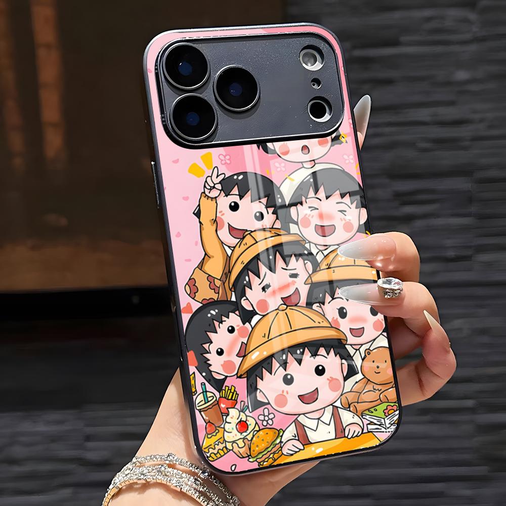Chibi Maruko-chan Phone Case For IPhone 17 Pro Max 16 15 14 Pro Max 13 11 X Xs Xr 8 7Plus Glass Cover