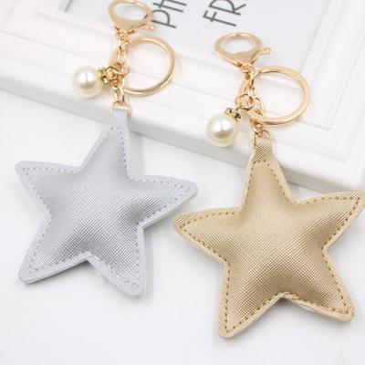 PU Leather Star Pendant Keychain Accessory for School Bags