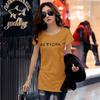 Women's Mid-Length Loose Letter T-Shirt, Korean Style Summer Casual Half-Sleeve White Top