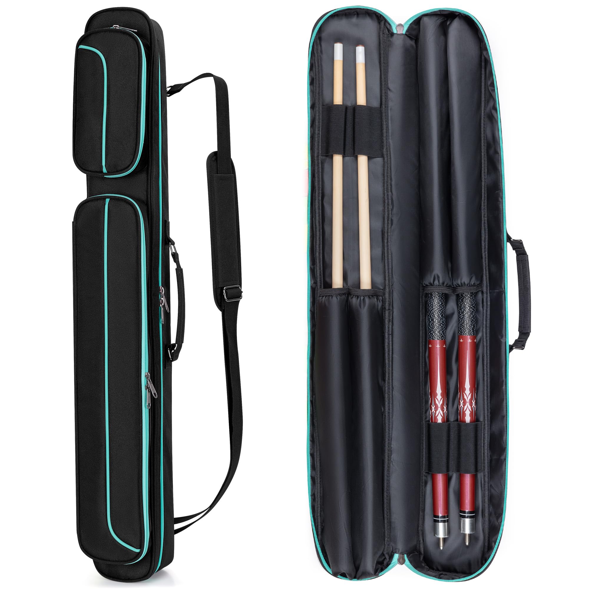 

Кейс для киев GOBUROS, Вмещает 2 турняка и 2 шафта, Кейс для бильярдного кия, Сумка для кия для пула, Сумка для бильярдного кия 1/2 (Зеленая молния)