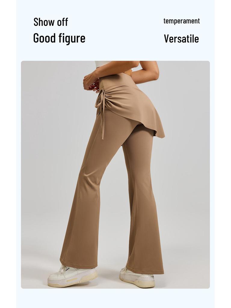Pleated High-Waisted Flare Yoga Culottes