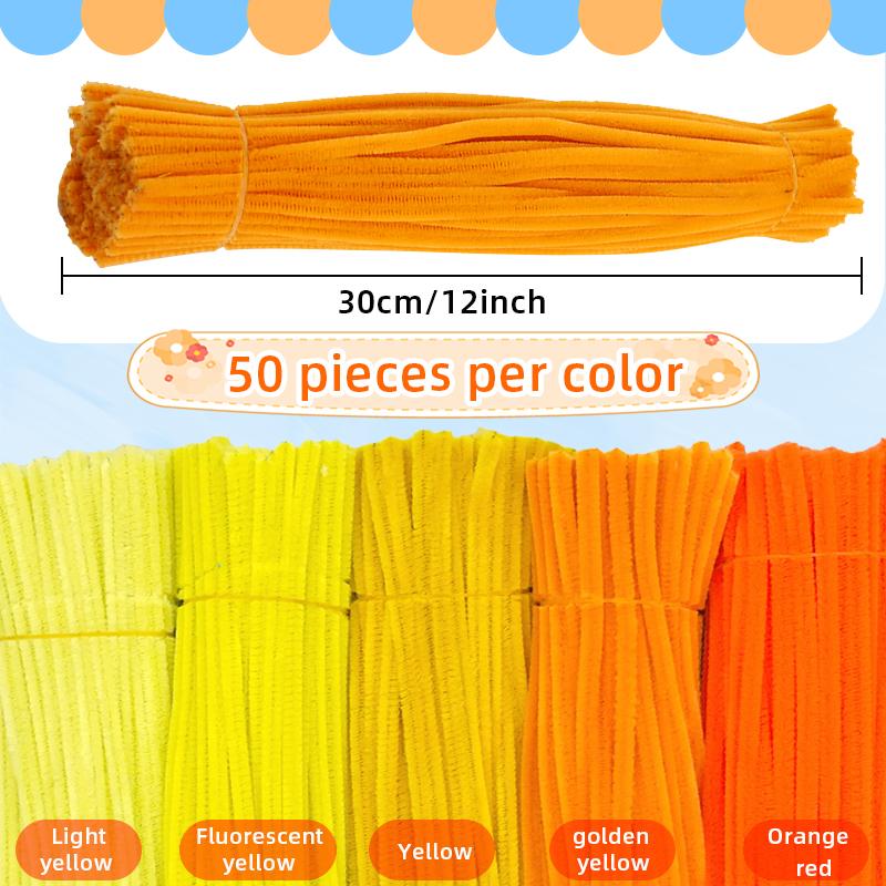 

250 Pieces Pipe Cleaners Chenille Stems 5 Assorted Yellow Colors Craft Supplies Bulk for DIY Art and Craft Projects