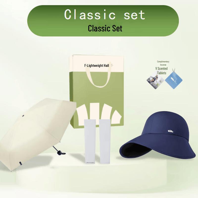 Banana Umbrella Classic UV Protection Set: 5-Fold Umbrella, Sleeves & Cap