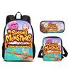My Singing Monsters Backpack Pen Bag Shoulder Bag 3Pcs Set Large Capacity Kindergarten Elementary School Boys and Girls