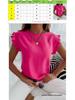 Women's Short Sleeve Round Neck Pleated Top