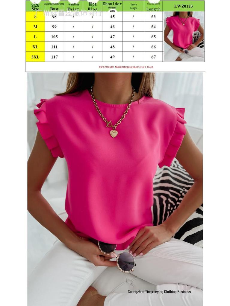 Women's Short Sleeve Round Neck Pleated Top