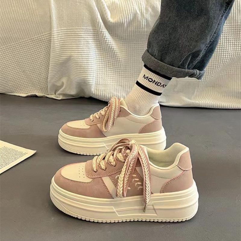 Thick Soled Casual Sports Shoes 2024 Autumn New Breathable Board Shoes Flat Bottomed Versatile Vulcanized Shoes Plataforma Mujer