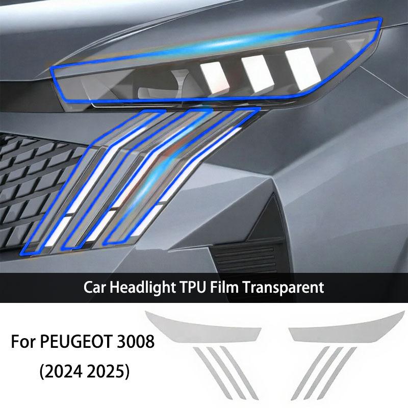 Headlight Film TPU for PEUGEOT 3008 2024 2025 Car Headlamp Rearview B C Pillars Protection Film Anti Scratch Transparent Sticker