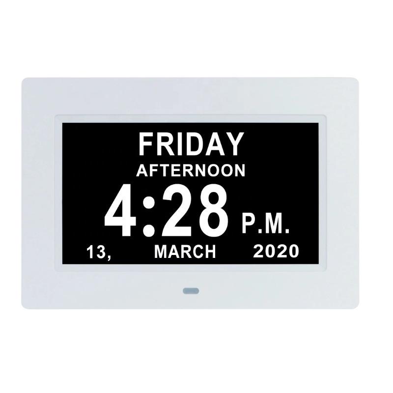 7-Inch HD Digital Photo Frame and Clock with Large Font Calendar IPS Screen