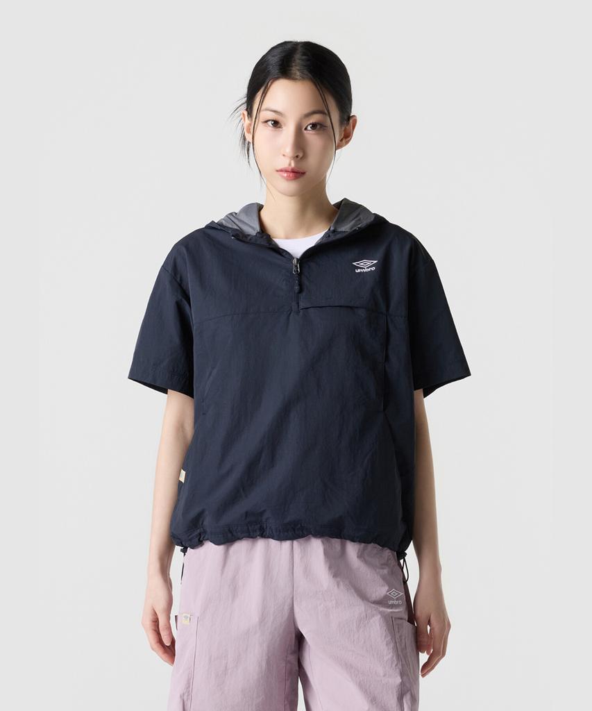 Umbro Highway Ventilation Hooded Short Sleeve Anorak Navy Ur223Cwt41 (A Type)